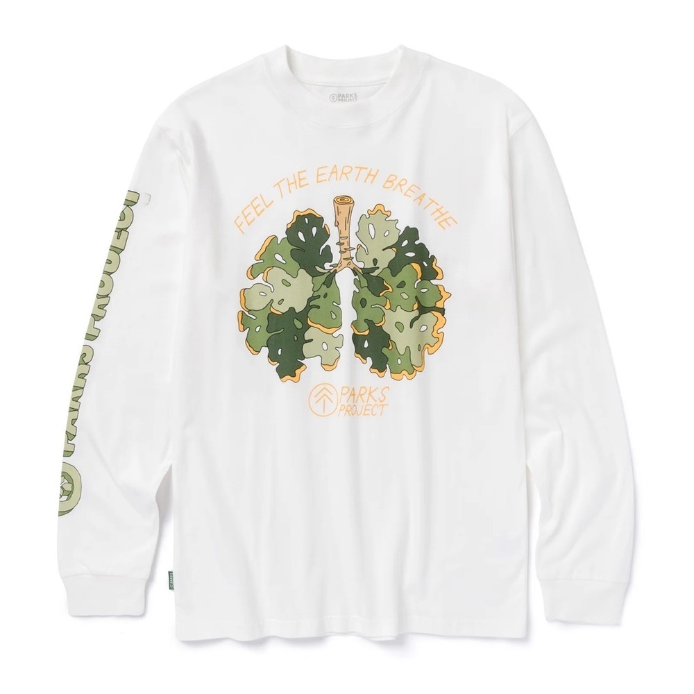 Parks Project New Lichen Breathe T cotton Small White Long Sleeve Graphic Tee